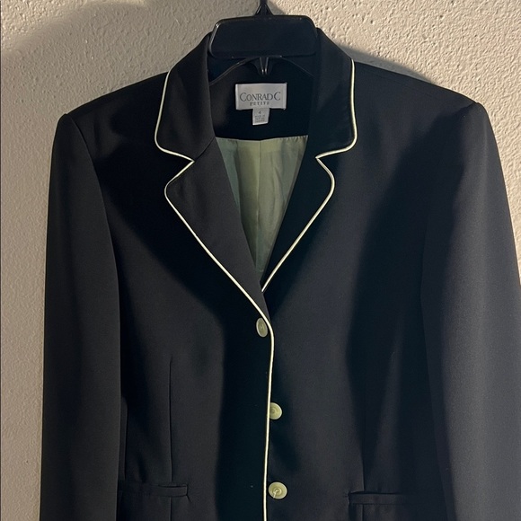 Conrad C Collection Jackets & Blazers - Conrad C Women's Black Blazer with Light Green Trim